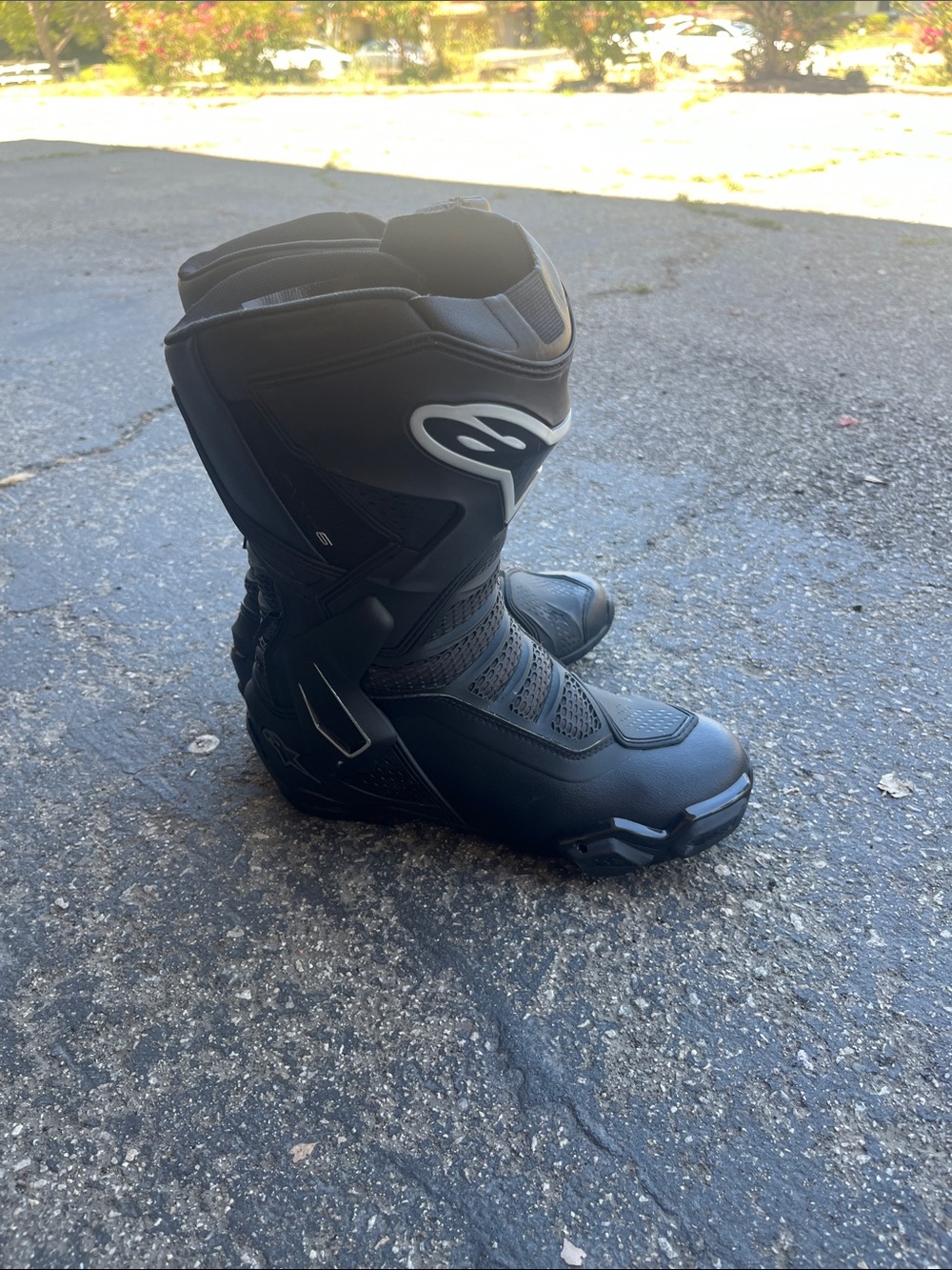Alpinestars Black Racing Motorcycle Boots with Silver Logos - Picture 5 of 6